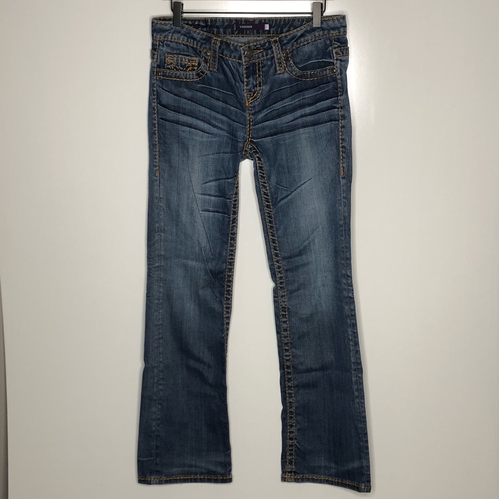 Vigoss Bootcut Distressed Jeans Medium Wash Size 7